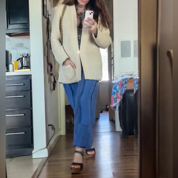 Vintage Adele Joyce Knit Sweater M Grannycore Cottage Cream Ivory Long Fit - Picture 1 of 12